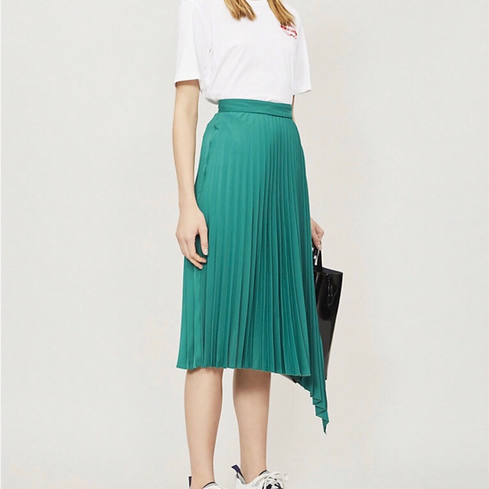 Sandro asymmetrical green midi skirt